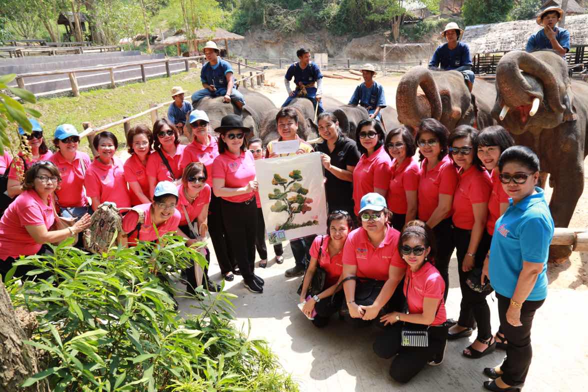 105 นายกสมาคมภริยาฯ นำคณะกรรมการสมาคมฯและผู้ร่วมโครงการ "สานรัก สานฝัน รางวัลแด่น้อง" เข้าเยี่ยมชมปางช้าง เชียงใหม่